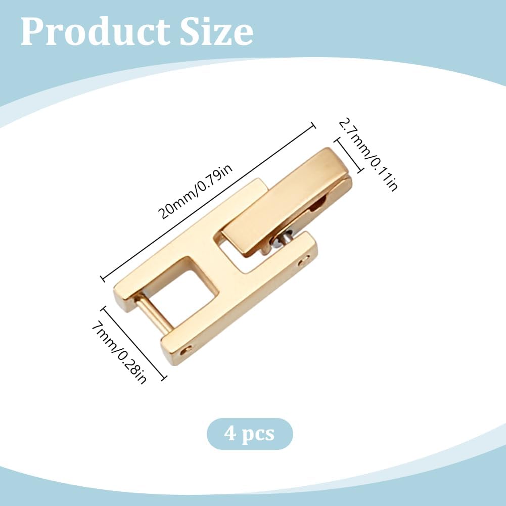 WEBEEDY 4 PCS Fold Over Clasp Set for Bracelet or Watch Stainless Steel Watch Extension Clasp Square Metal Strap Replacement Accessories for Jewelry Making Women Adults DIY Craft,Gold,20x7mm - Image 2