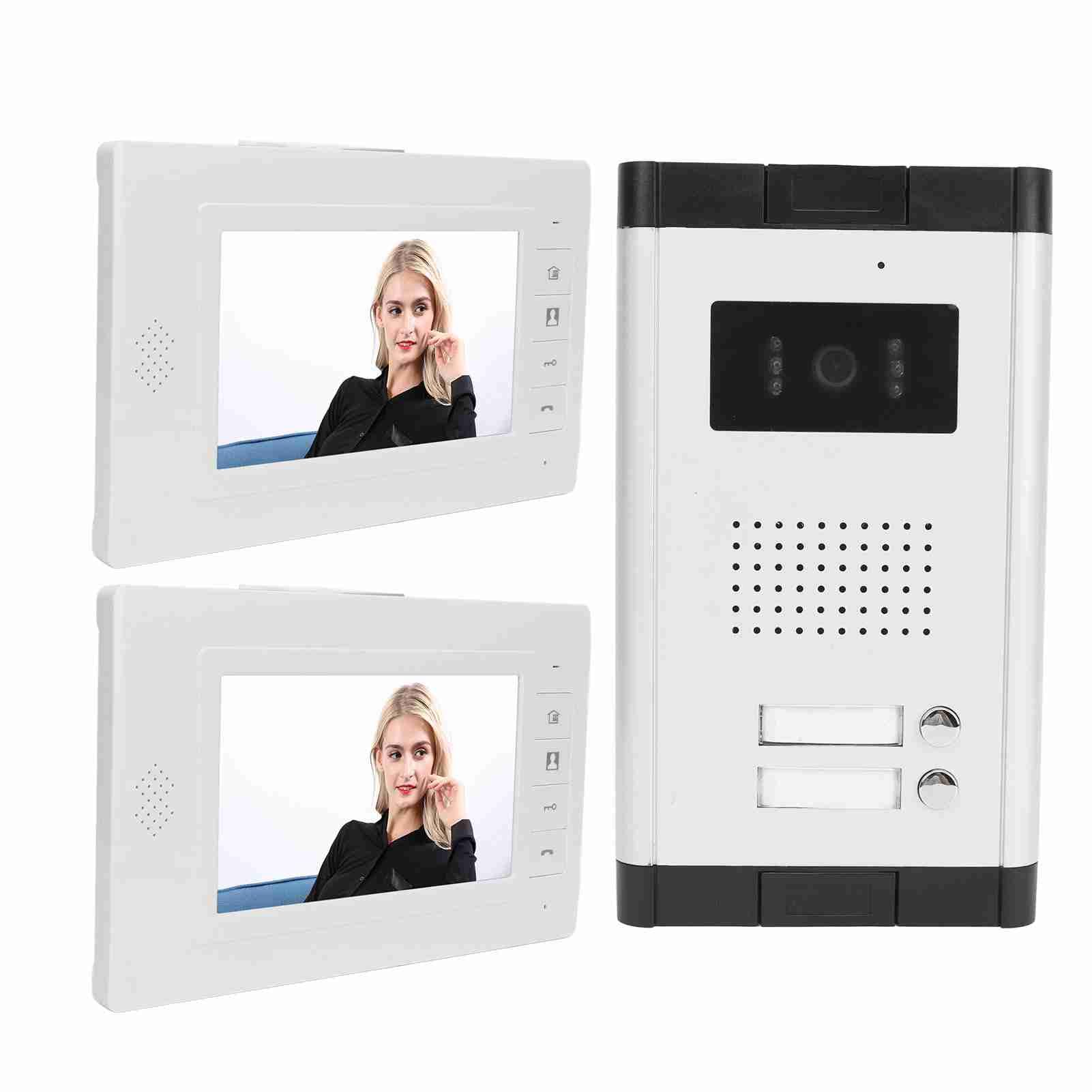 Videocitofono, Monitor TFT da 7 Pollici con Telecamera a Visione Notturna, Chiamata Bidirezionale, Sblocco Remoto, Campanello a Colori con Visione Notturna, (Spina europea da 100 a 240 V)