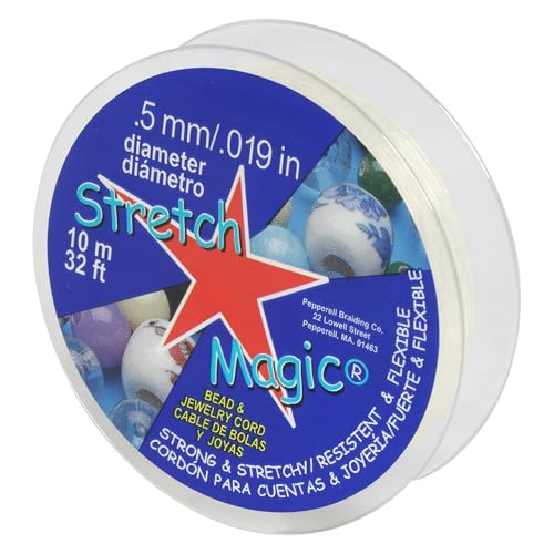 Stretch Magic Elastic Beading Cord – Pearl Color, 0.5mm in Diameter, 10-Meter (32 ft) - Easy to Knot, Strong & Stretchy String for Making Beaded Jewelry