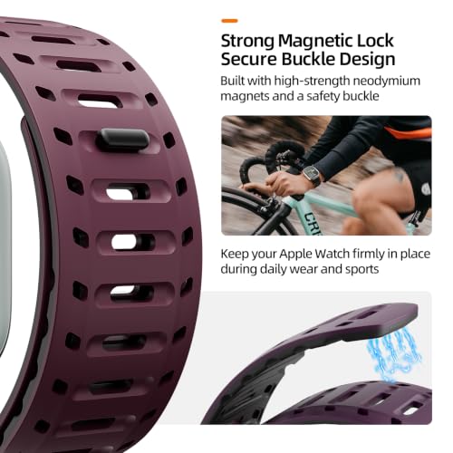 Image of X-it Magnetic Watch Band for Apple Watch Ultra 49mm, 46mm /45mm /44mm, Soft Silicone Sport Strap with Strong Magnet for Men and Women, Compatible with Apple Watch Series 11 /10 /9 /8 /7 /6 /5 /4 /3 /2 /1 and SE