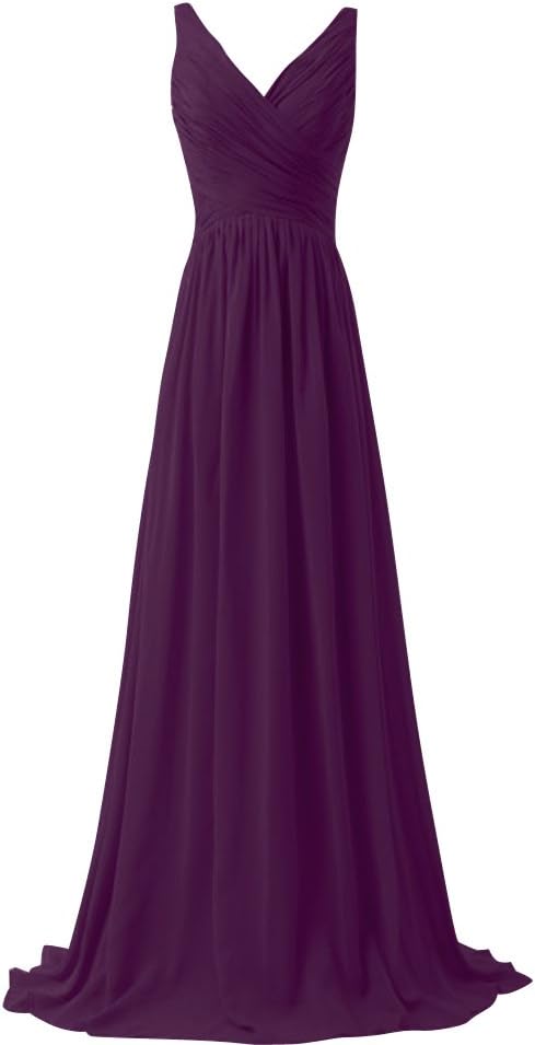 WeiYin Women's Chiffon V-Neck Sleeveless Bridemaid Dresses