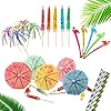 100-delige cocktailpartydecoratie drankaccessoires pakket met herbruikbare paraplu’s, herbruikbare fonkelende vuurwerk…