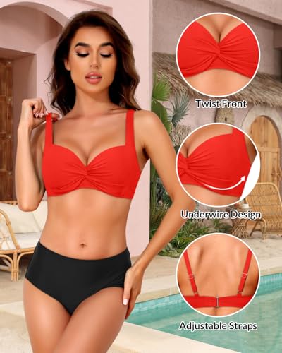 Image of Yonique Women Underwire Bikini Top - 2026 Push Up Swimsuit Tops Padded Bra Bahting Suit