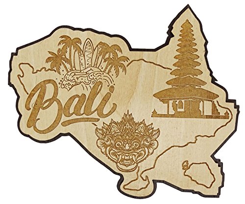 Printtoo Souvenir Wooden Bali Map Engraved Fridge Magnet Collectibles Gift #TOP27