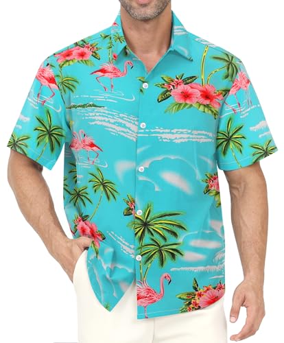 Gavliuu Hawaii Hemd Männer, Klassisches Herren Kurzarmhemd mit Blumen Druck, Leicht und Bequem als Freizeit und Urlaub Shirt