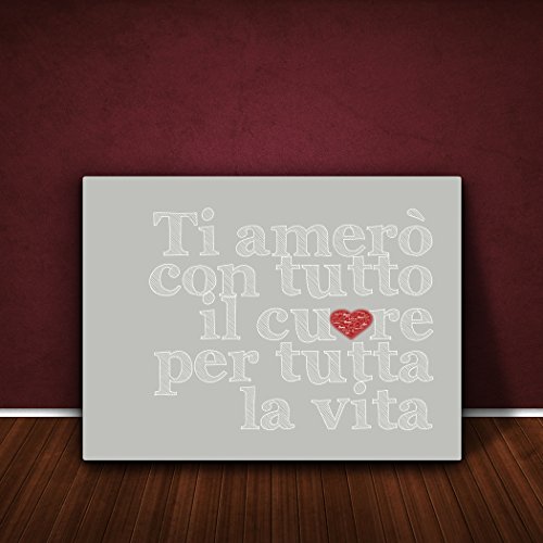 Impression sur toile typographique gris 30x20 cm pour decoration murale