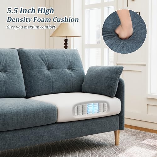 Image of Hanherry Loveseat Sofa, 62.6 inch Small Couch for Living Room, Comfy Chenille Fabric Love Seat for Bedroom with Throw Pillow,Removable Cushion Cover,Couches for Small Space,Apartment,Dorm