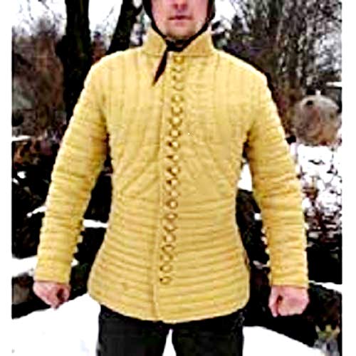 UK Gift Collar Medieval de Gambeson-Medieval-Acolchado-Cuello de Manga Entera, Color Amarillo Grueso