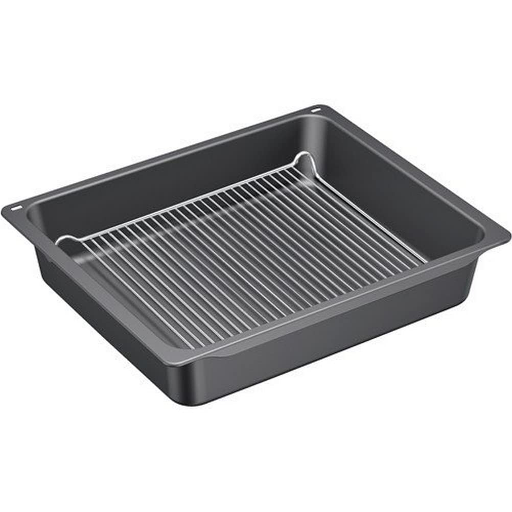 Bosch HEZ633070 Zubehör für Backöfen, Profi-Pfanne mit Rost, anthrazit emailliert, Made in Germany