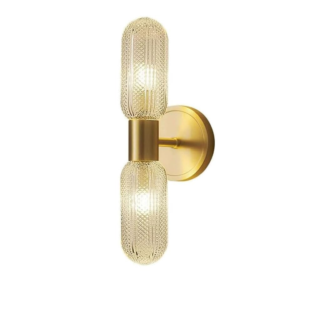 SMCCYYSD Brass Wall Lamp, Creative Glass Lampshade Sconce, G9 Gold Finish Light for Bedroom, Stylish Wall-Mounted Lighting Fixture