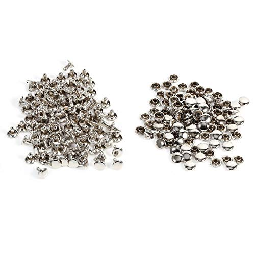 Gloglow Double Cap Rivets Set, 100Sets 8 X 8Mm Double Cap Metal Rivet Round Tubular Repairs Studs Spike Diy Leathercraft Decoration Accessories For Cloth Purse Wallet Handbag(Silver) #TOP8