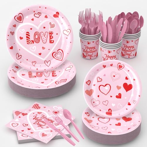 JIEFULL 112 Pcs Valentine's Day Party Tableware...