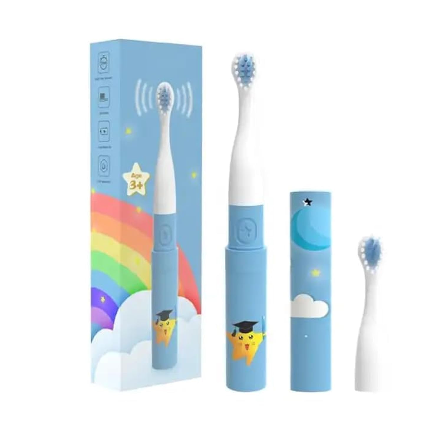Kiddielaugh | Kids toothbrush | battery operated toothbrush | kids toothbrush blue | toothbrush with cover | Kids Electric toothbrush for Ages 3+