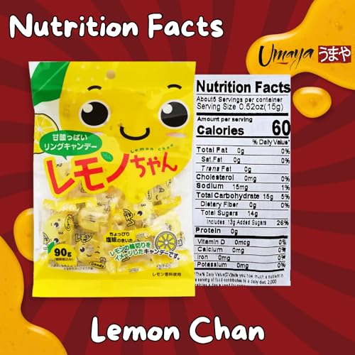 UMAYA - Kawaguchi Fruit Candies - Japanese Fruit-Flavored Hard Candy 3 Pack Bundle With A Snack Bag Clip - Includes One 9oz (100g) Pack Of Each Flavor - Lemon Chan, Peach Chan, Mikan Chan - Image 5