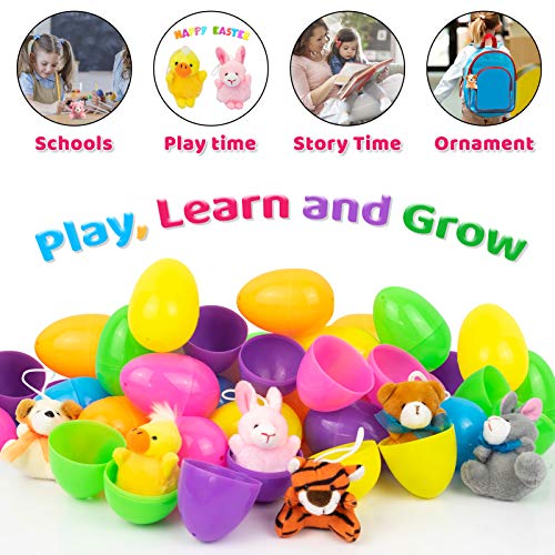 Evoio 16 Pack Easter Eggs Prefilled with Mini Animal Plush Toys, Easter Egg Hunts, Easter Basket Stuffing, Easter Party Favors, Classroom Prize Games Supplies, Party Surprise Gifts for Boys Girls - Thumbnail 2