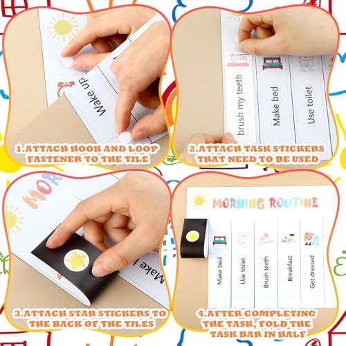 Fuyoooo 2 Pcs Magnetic Daily Schedule Board Routine Chart for Kid Morning Evening Daily Routine Chart Visual Daily Checklist Activity Poster with Dry Erase Marker for Whiteboard Fridge Home