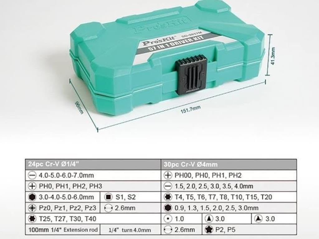 Pro'sKit SD-9857M 57 Parça Hassas Tornavida Seti