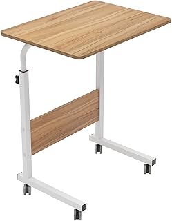 DlandHome Mobile Side Table 23.6 inches on Wheels Adjustable Movable Portable Laptop Computer Stand for Bed Sofa, Oak 05#1-60OK