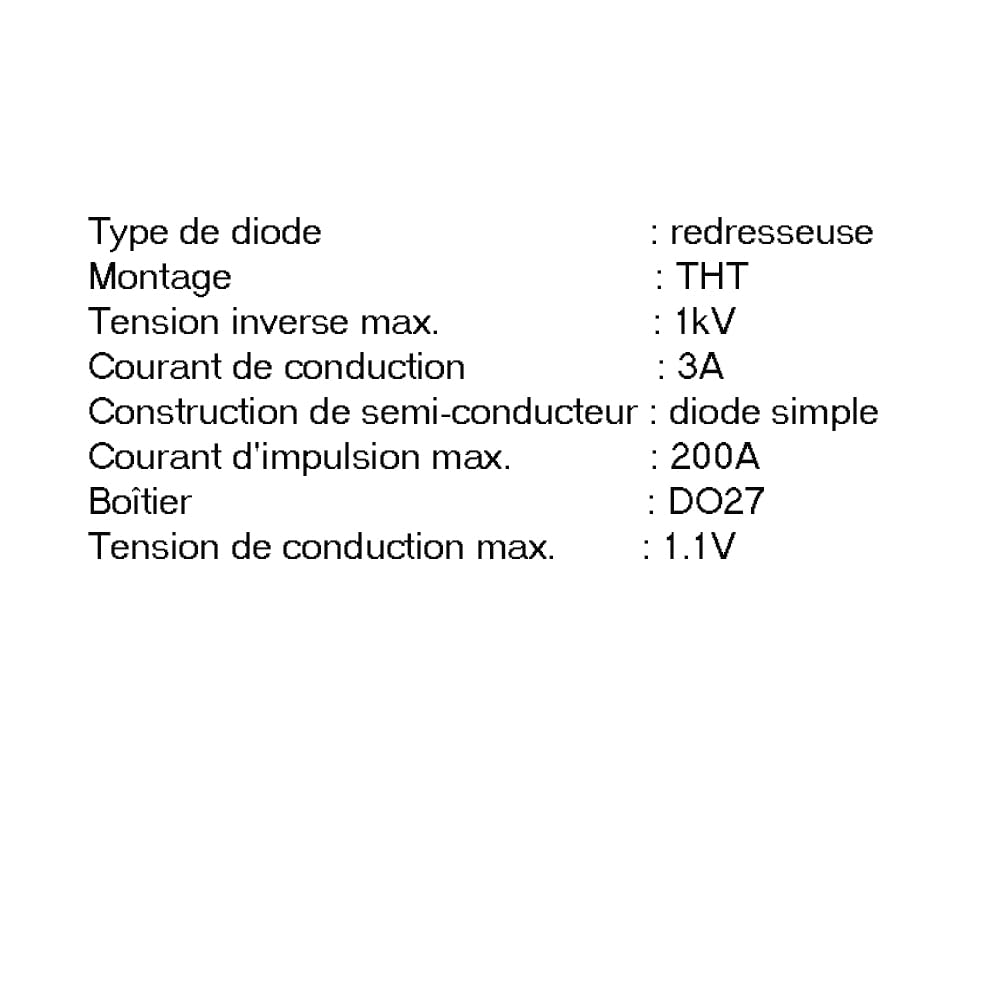 Diodo 1N5408-3A/1000V DO27 (10 pezzi)