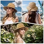 Beach Sun Straw Hats for Women, Summer Sun Protection Foldable Packable Wide Brim Hat - Image 3