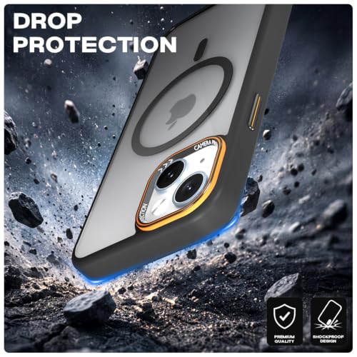 Image of Pikkme Back Cover for iPhone 15 Plus | Shockproof | Mag-Safe Compatible | Hard Transparent Back | Premium Raised Camera Protection | Bumper Case (Black Mag-Safe)