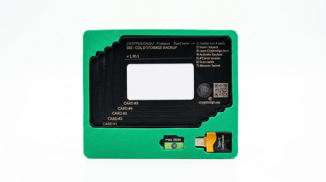 Keyless Kit – (HEX) – Offline Master Password & Crypto Seed Phrase Backup – Shamir's Secret Sharing Security Cards (Offline Master Password & Crypto Seed Phrase Backup)