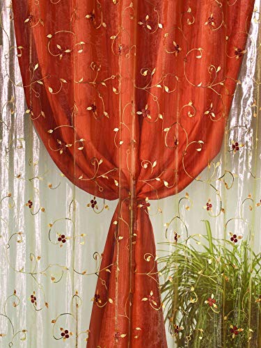 Home Collection TDS118 Tenda Doppia Shantung, Poliestere, Arancio, 140x290 cm