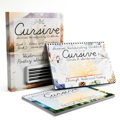 Grooved Cursive Handwriting Workbook by Graceful By Design - Magic Reusable Grooved Handwriting Practice for Kids and Cursive Workbook for Kids Ages 8-12