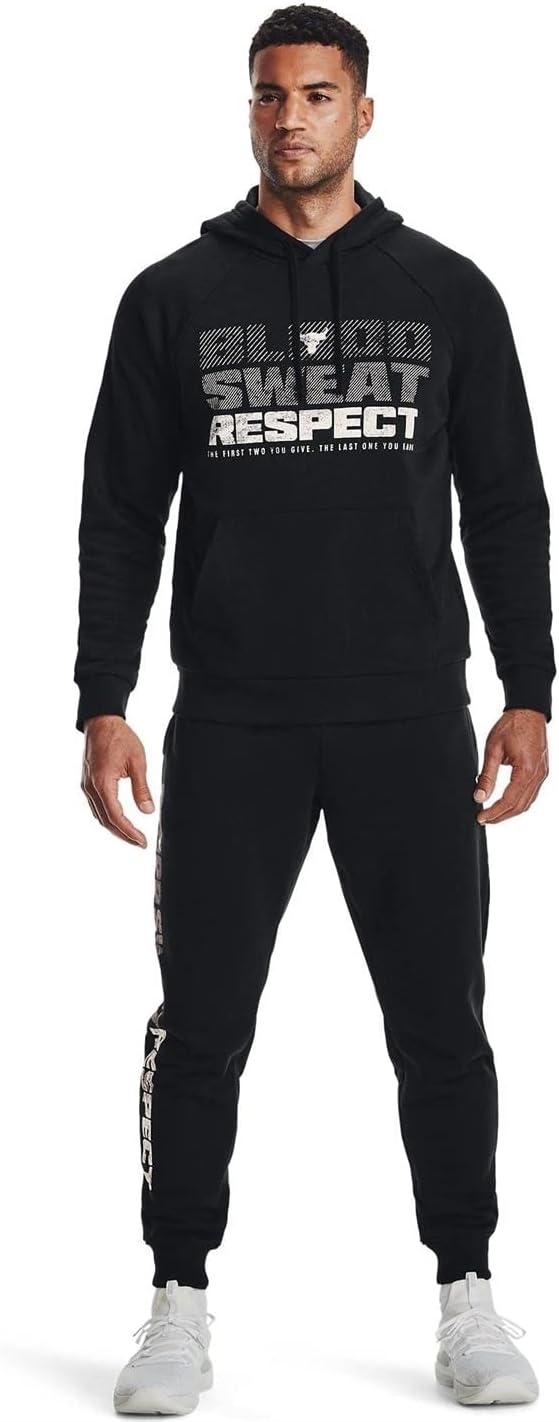 Under Armour Men's Project Rock Rival Fleece Joggers Pants 1367111 (US, Alpha, Large, Regular, Regular, Black - 001) - Image 5