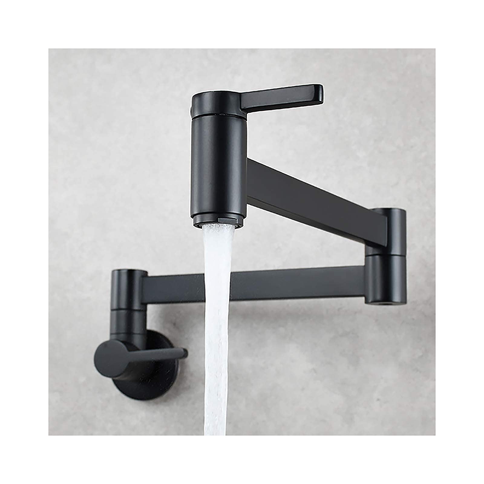Yjyjy Black Faucets,Kitchen Tap Brass Cold Water Taps Folding Pot Filler With Joint Swing Arm, Wall Mount Sink Faucet Handle Single Hole Kitchen Faucet