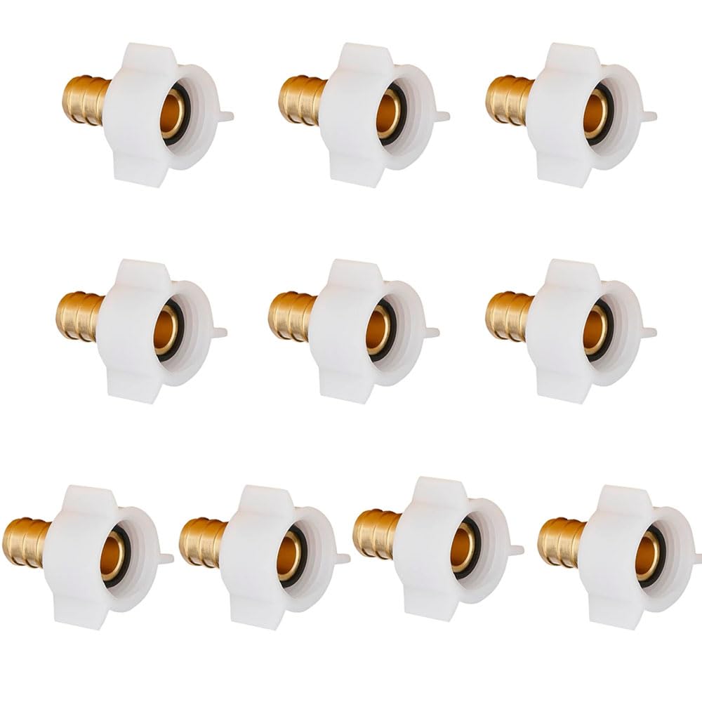 10 Pack - 3/4 Inch PEX X 3/4 Female Threaded Adapters, Lead-Free Brass For Plumbing