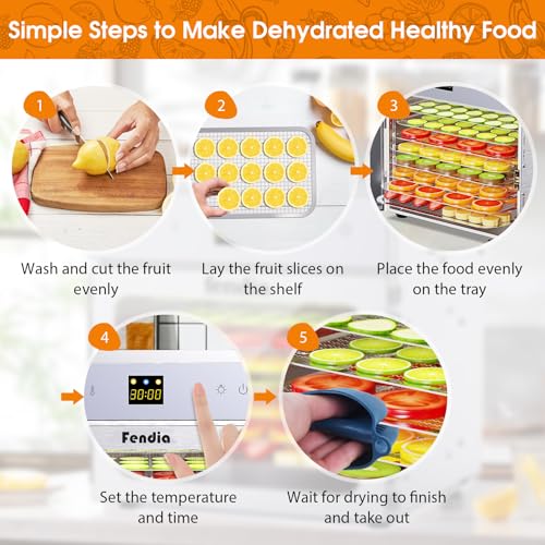 Dehydrators for Jerky, 8 Stainless Steel Trays, 600W Fruit Dehydrator, 24H Timer and 190°F Temperature Control, Overheat Protection, Food Dryer for Jerky, Herbs, Fruit, Dog Treats