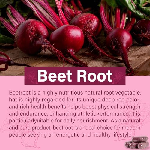 Beet Root Capsules 2 Bottles| 1300mg Pure Beetroot Powder Capsules – Supports Blood Pressure, Natural Energy & Endurance - 180 Capsules, 90 Days Supply - 2