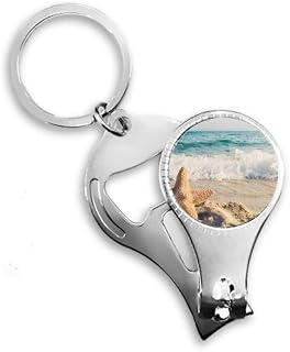 Ocean Sand Beach Starfish Sea Picture Nail Nipper Ring Chaveiro Abridor de Garrafas Cortador