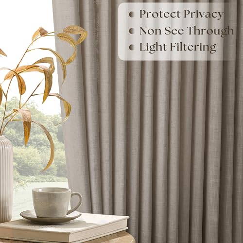 Image of Extra Wide 100 Inch Width Curtains 96 Inches Long Pinch Pleated Taupe