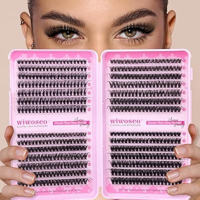 wiwoseo Cluster Eyelash Extensions 560pcs Lash Clusters Wipsy Cluster Lashes D Curl Eyelashes Clusters Individual Lashes DIY Lash Extensions Cluster Lashes Natural Look Eyelashes Clusters (8-16MM)