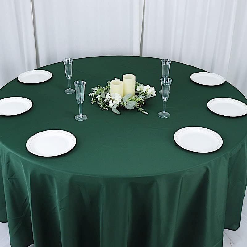 Miniatura 5 de Balsa Circle 108 inch Hunter Green Round Polyester Tablecloth Fabric Table Cover Linens for Wedding Party Banquet Reception Events Kitchen Dining