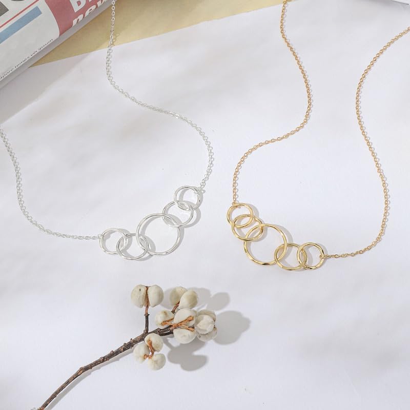 HOPE LOVE SHINE Mother Gift from Son - Mom and Son Necklace, Jewelry 17+2", Sterling Silver, 5 Interlocking Rings - Image 2