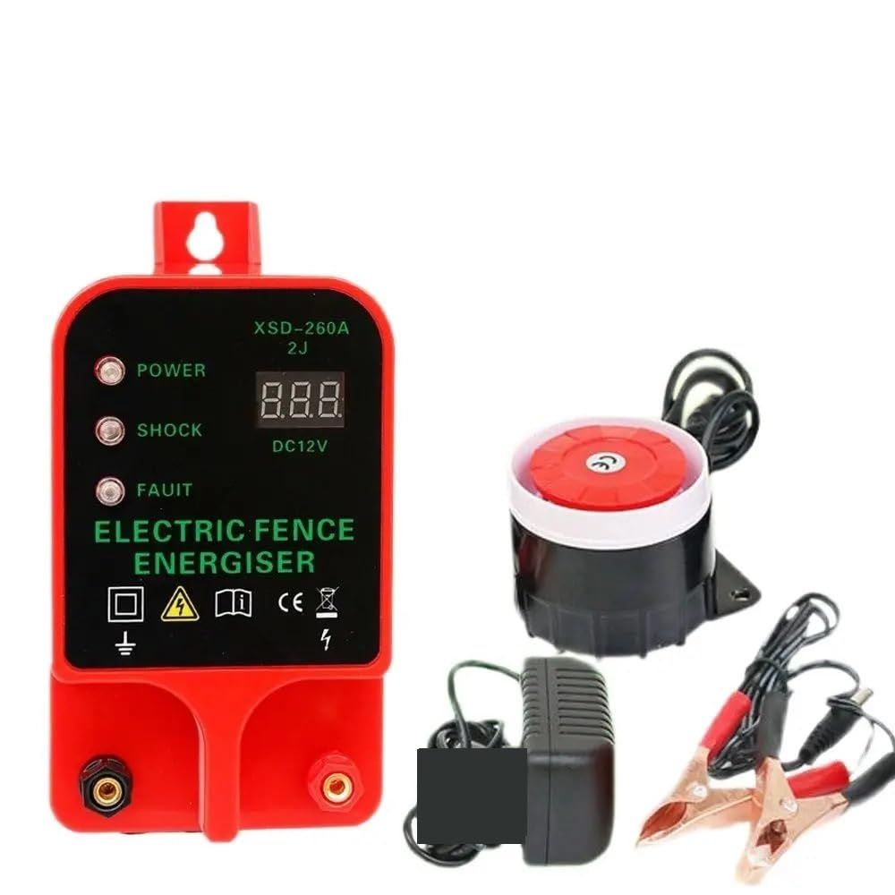 Pastor Electrico, Alarma for animales de granja avícola, pastor, valla, controlador de pulso, cargador LCD, decibelios de alto voltaje, herientas eléctricas, 10 km(Normal Edition)