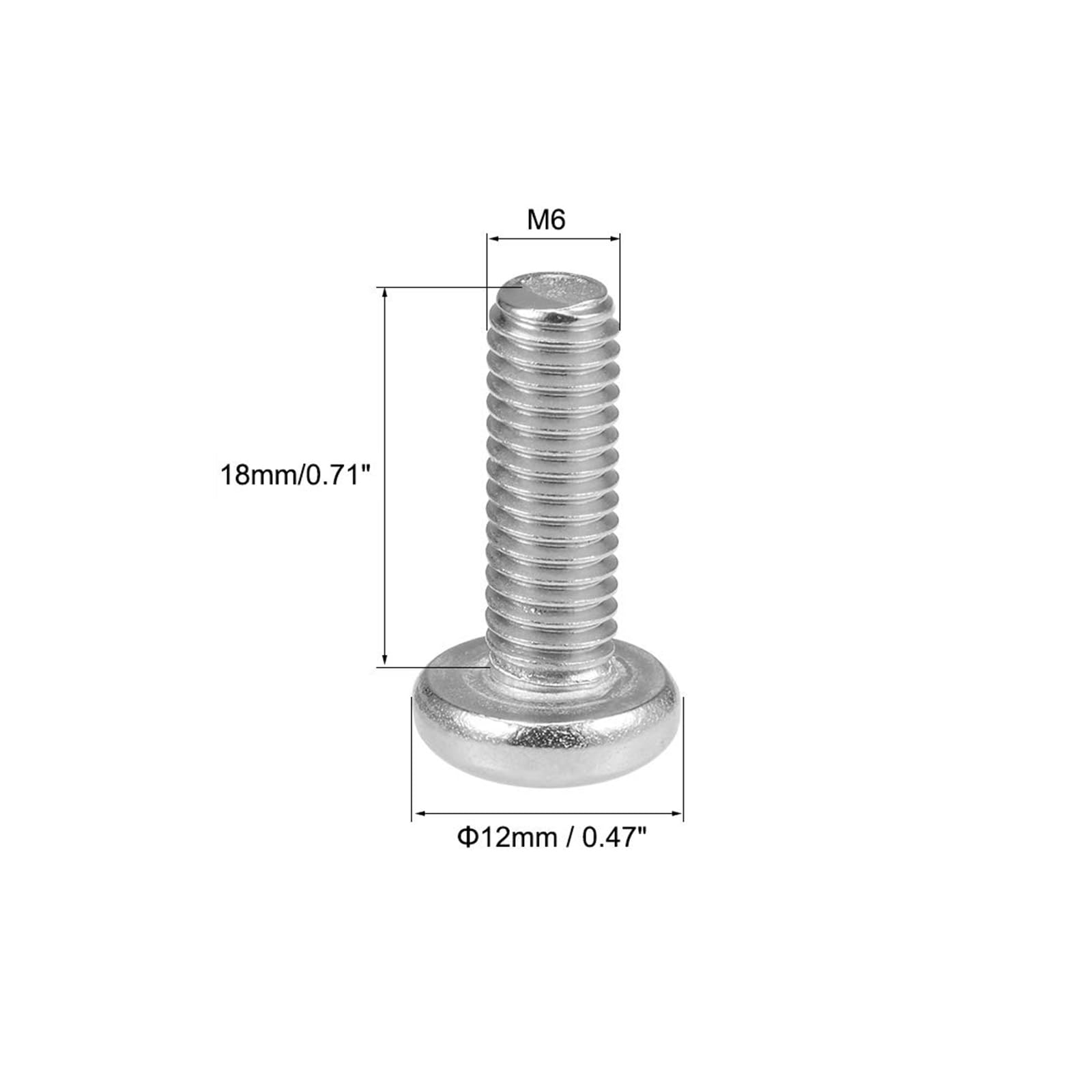 MACHSWON M6x18mm Machine Screws Pan Phillips Cross Head Screw 304 Stainless Steel Round Head Cross Screw Fasteners Bolts 10Pcs - Image 3