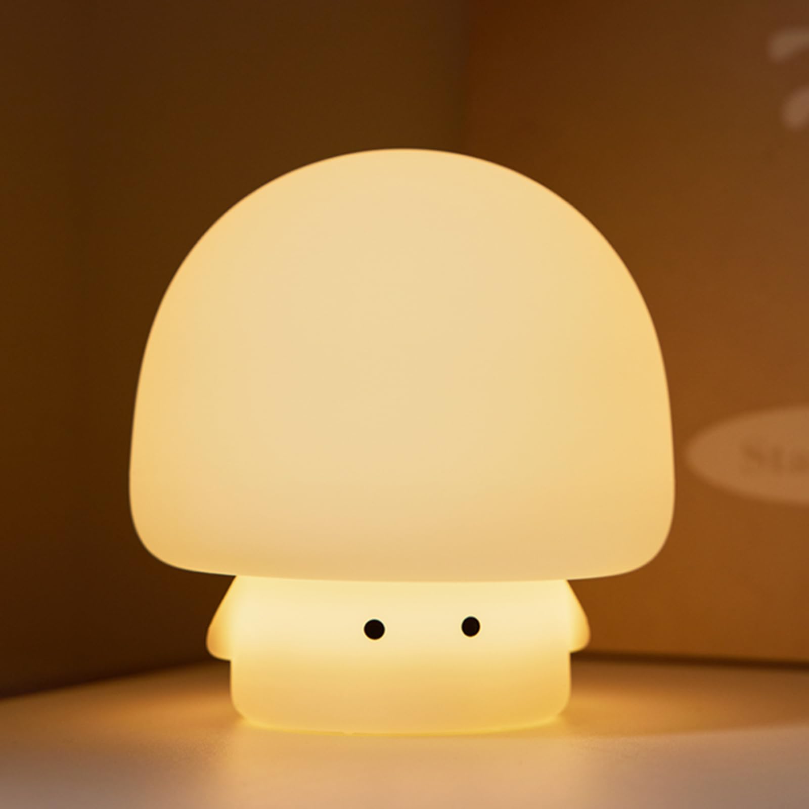 YEEFIGRO Cute Baby Night Light for Kids,Rechargeable Dimmable Silicone Nursery Toddler Mushroom Nightlight,Squishy Bedside Lamp for Night Stands,Fun