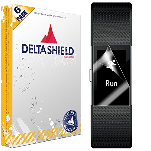 DeltaShield Screen Protector for Fitbit Charge 2 (6-Pack) Anti-Bubble Military-Grade Clear TPU Film