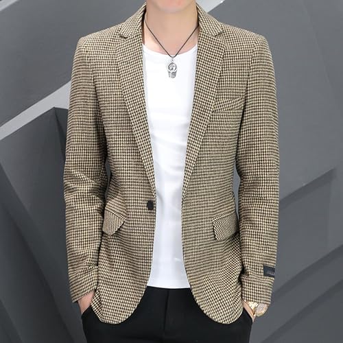 Men's Slim Fit Plaid Blazer Business Casual One Button Fashionable Suit Jacket Spring Autumn Party Sport Coat4
