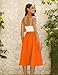 Naggoo Hot Orange Skirts for Summer,High Waisted Button Down Casual Cute Girls Midi Skirt M
