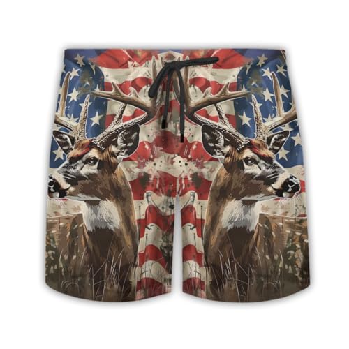 Independence Day Mens Swim Trunks - Fourth of July Hawaiian Mens Swim Short Beach Shorts TU-SH-40