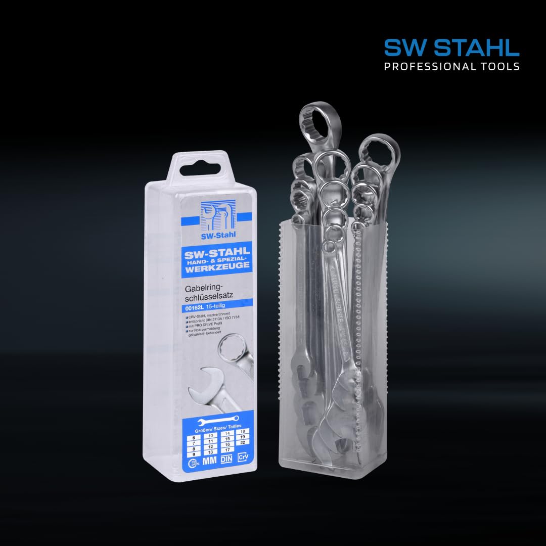 SW-Stahl 00835L-24 Vorkringsleutel, 24 mm, extra lang, steeksleutel 24 mm, ringmoersleutel, dubbele moersleutel, ringsteeksleutel
