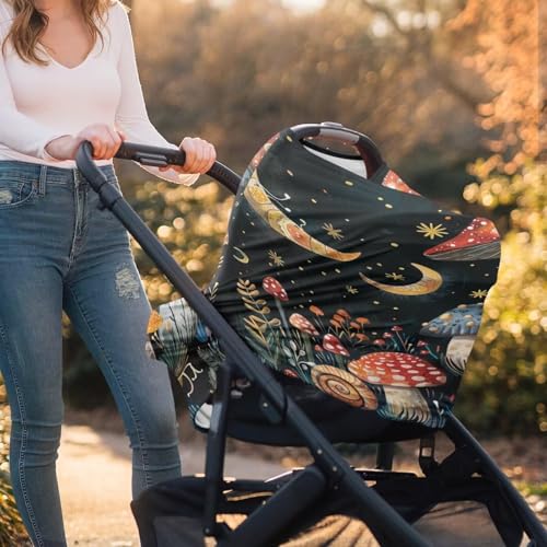 Image of Youngerbaby Mushroom Baby Car Seat Covers Nursing Cover Breastfeeding Soft Infant Carseat Canopy,Stretchy Breathable Cover for Stroller High Chair Shopping Cart Canopies