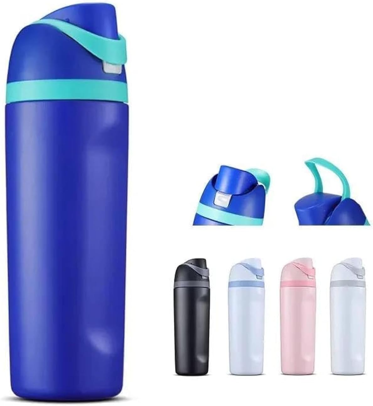 FreeSip Insulated Stainless Steel Water Bottle with Straw for Sports and Travel, BPA-Free, 600ml Large (Blue/Green)