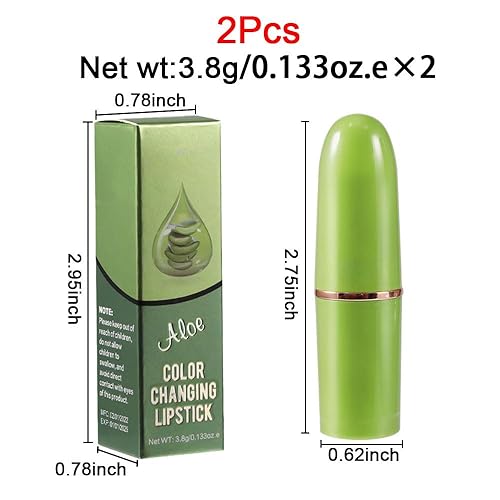 Vista 90 de BINGBRUSH - Labial que cambia de color con aloe vera, bálsamo de labios, larga duración, hidratación todo el día, cambio de temperatura, 1pc 01#Aloe