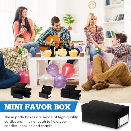 Fullhawl 12 Sets Mini Shoe Gifts Boxes for Party Favors 6.1 x 3.9 x 2.5 Inches Sports Mini Sneaker Box with Editable Label for Candies Cookies Snacks(Black,6.1 x 3.9 x 2.5 Inches) - Thumbnail 6